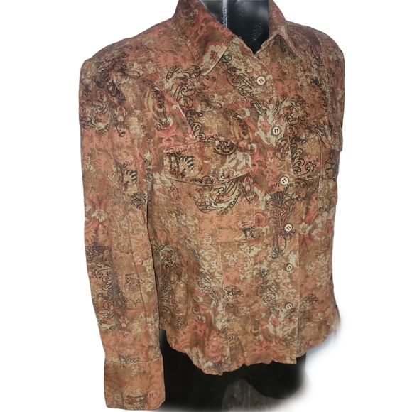 Urban Haggar Orange & Brown Corduroy Shirt M - Picture 3 of 7